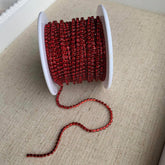 1 Yard SS6 Dark Red Colourful Metal Chain Rhinestone Banding